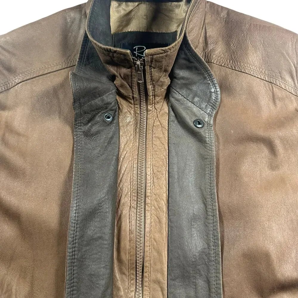 Remy Vintage Brown Leather Flight Bomber Jacket Made in USA Size 42 / Large